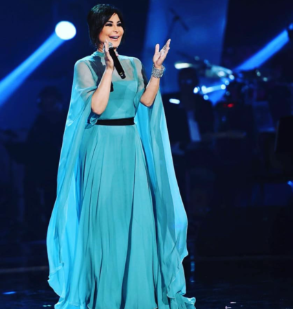 As a judge on The Voice in 2018, Elissa went for a pale green Greek Goddess look in a silk chiffon dress by Alberta Ferretti